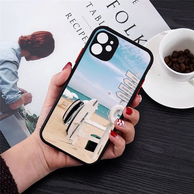 

Summer beach surfboard surfing sport Phone Case matte transparent For iphone 7 8 11 12 plus mini x xs xr pro max cover