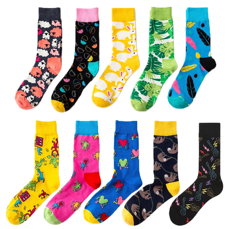 

Женские Смешные счастливых и милые носки для девочек Мультяшные хлопковые носки с принтом Цвет Фул носки с изображениями цветов и животных,...