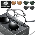 Оправа для очков Мужская с зажимом, авиационная Магнитная оправа, для близорукости, по рецепту, поляризационные солнцезащитные очки