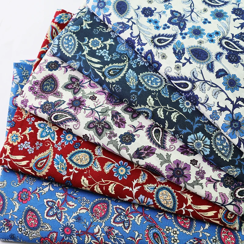 

1 meter X 1.47 meter Retro Dress Shirt Material Diy Patchwork Paisley Fabric Pure Cotton Poplin Meter