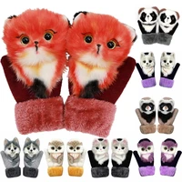 animal cat dog panda racoon design kid winter warm long cute girl fashion princess mittens fingers soft gloves full f3p8