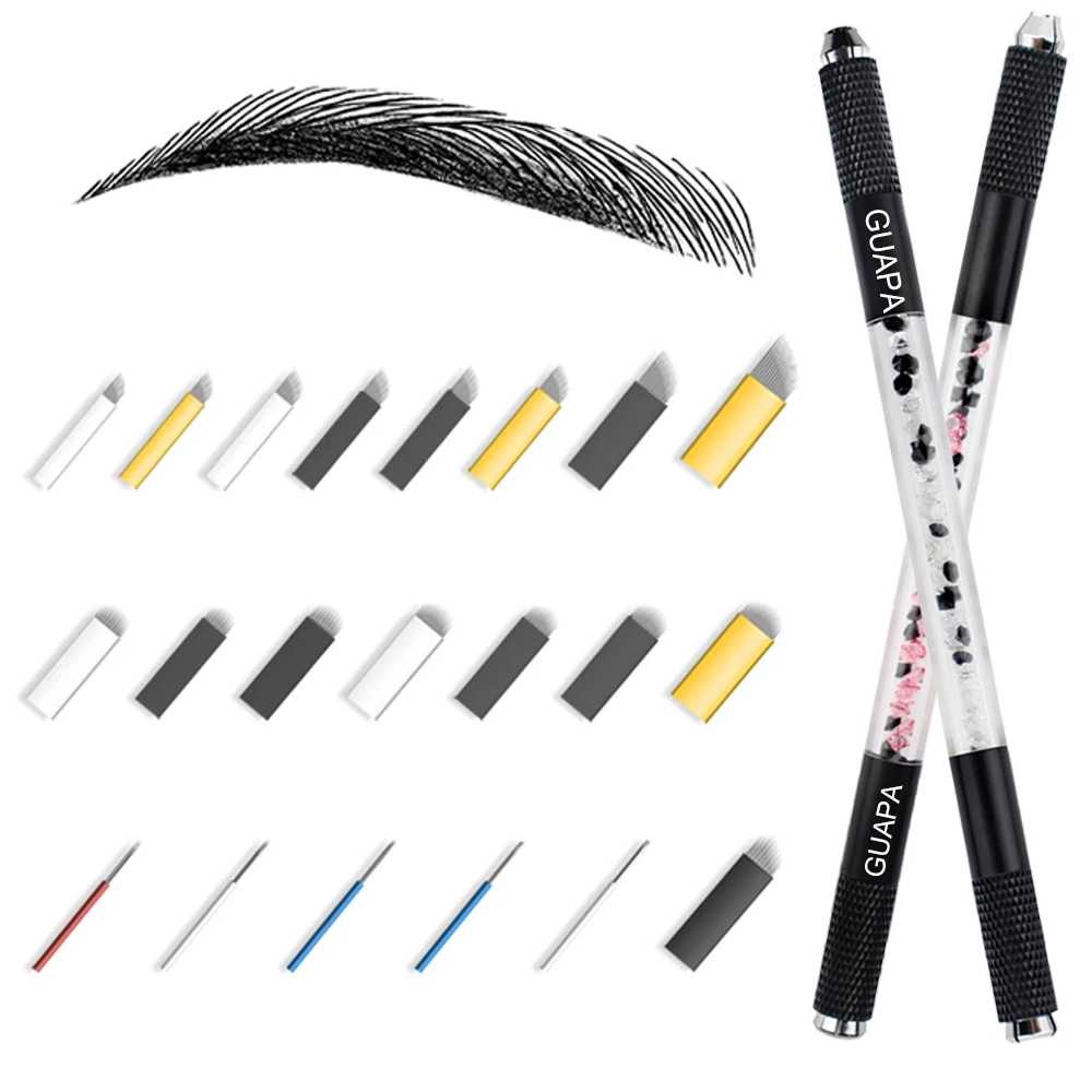 Черный двойной боковой мануального татуажа бровей брови ручная Ручка инструмент