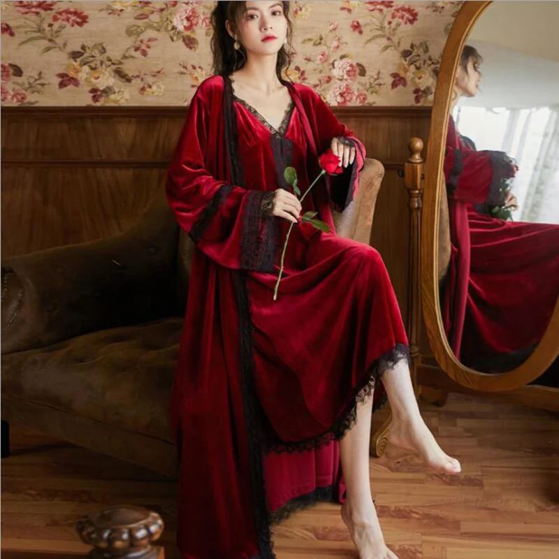 Женский бархатный халат на бретелях-спагетти пикантная ночная рубашка с