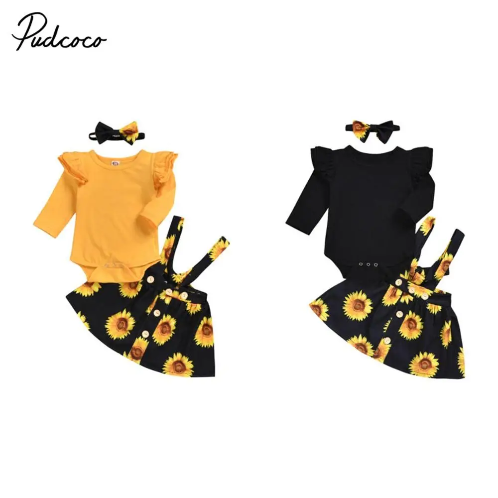 2 шт. детский костюм-пачка с длинным рукавом и принтом подсолнухов | Мать ребенок