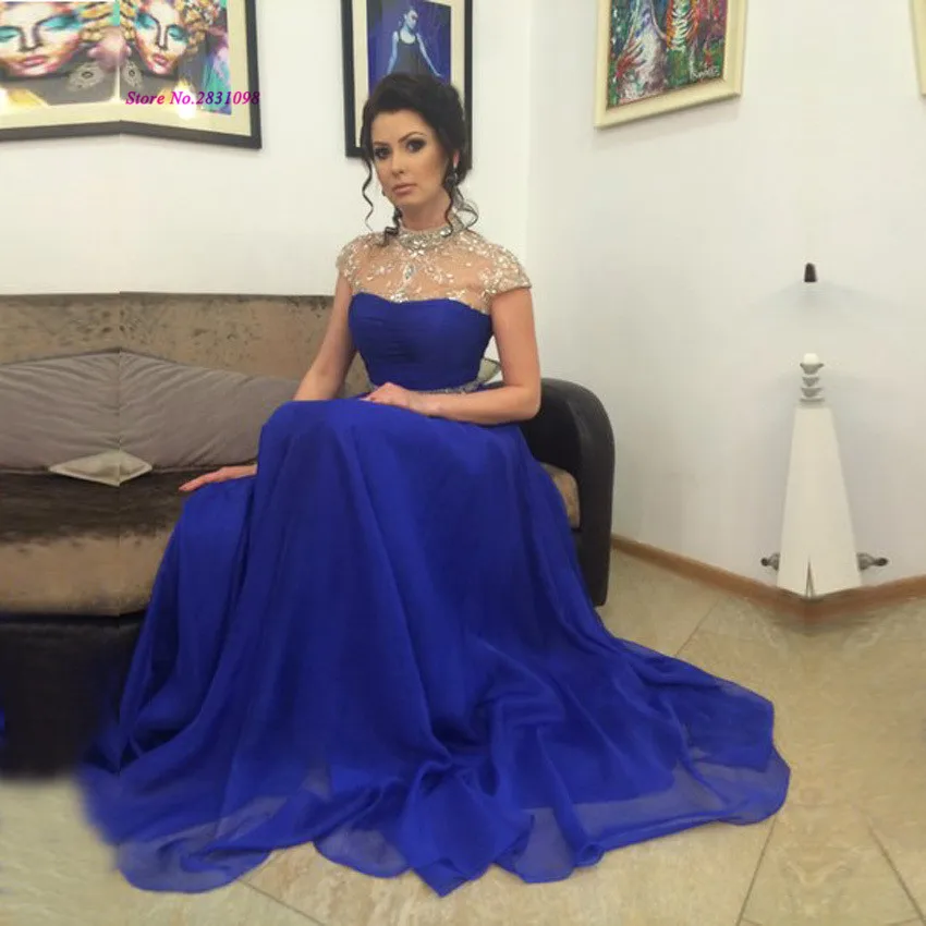 Robe de Soiree Courte Длинное Элегантное Королевское синее вечернее платье с