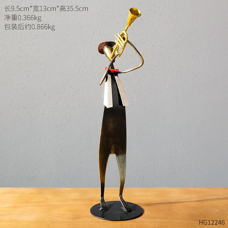 

Creative Metal Musical Model Vintage Home Decoration Accessories Iron People Figurines Music Band Decorative Office KTV Decor