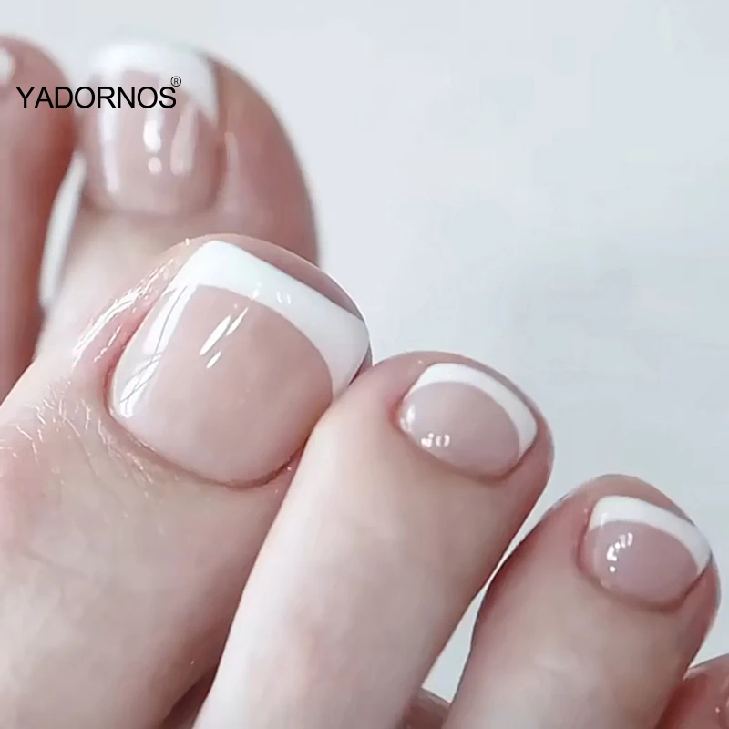 

24pcs Press On Toenails Removable Short Paragraph Nude Color Fashion Manicure False Save Time Toe Nail tips Patch Fake Nail Feet