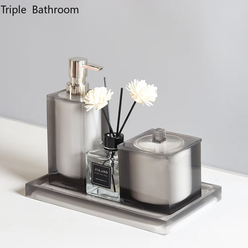 

Bathroom Accessories Set High-end Resin Liquid Soap Dispenser Cotton Swab Box Trays Travel Portable Hotel Washing Tools