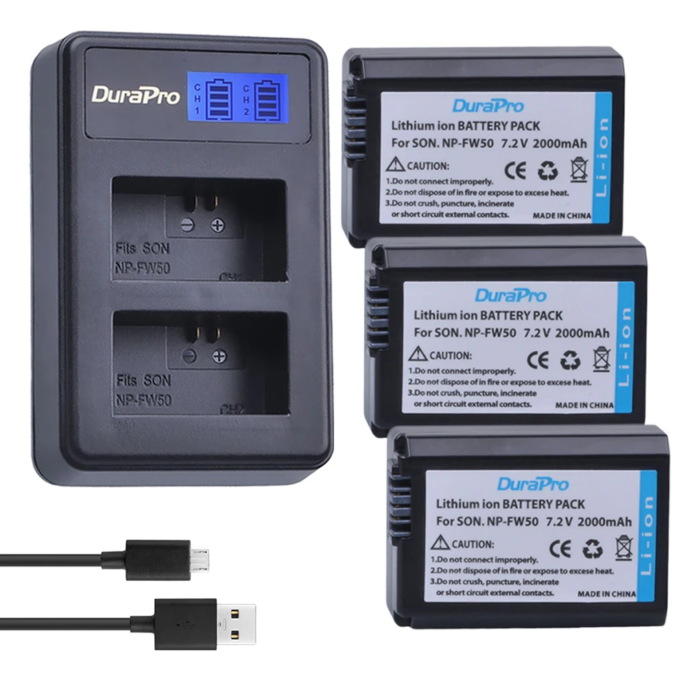 3 Battery Set 4 шт. 2000 мА/ч, NP-FW50 NP FW50 FW50 Камера батарея+ ЖК-дисплей Зарядное устройство для sony A6000 NEX-7 NEX-5N NEX-F3 NEX-5C Альфа 7R II акумуляторная батарея - Цвет: 3 Battery Set