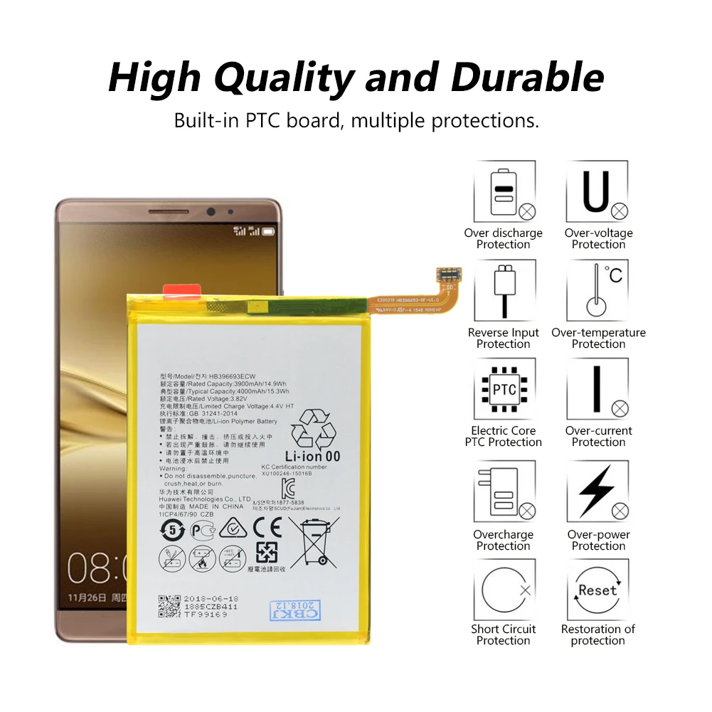 4000 мА/ч литий HB396693ECW Аккумулятор для Huawei Mate 8 NXT CL00 AL10 L09 TL00 DL00 L29 + Инструменты