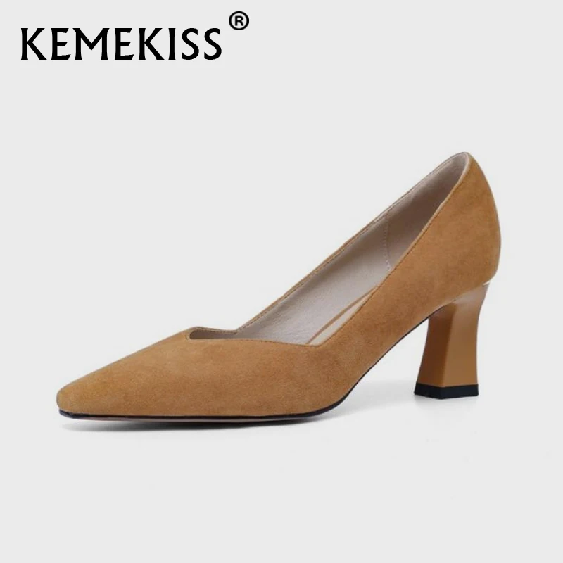 

KemeKiss для женщин женские туфли-лодочки из натуральной кожи; Пикантная обувь на высоком каблуке Женская обувь квадратный носок ежедневные оф...