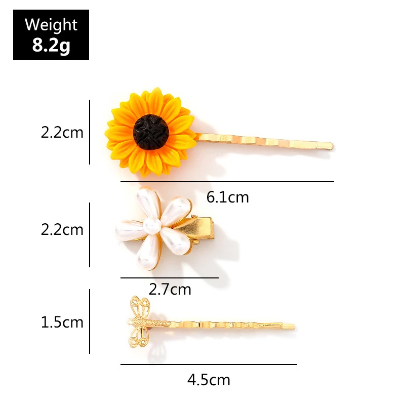 1 комплект летние заколки для волос с изображением подсолнуха стрекозы имитацией