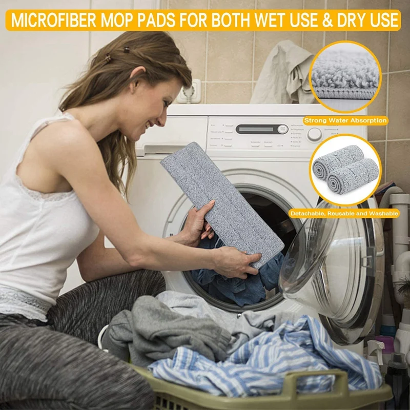 

Microfiber Mop 360 Degree Rotating Floor Cleaning Mop Hands-Free Hardwood Wet Dry Spray Mop with 4 Washable Pads