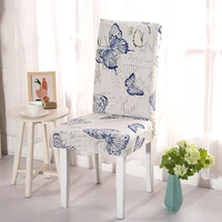 high quality pink cartoon flowers print elastic chair removable washable seat cover for dining room home decoration