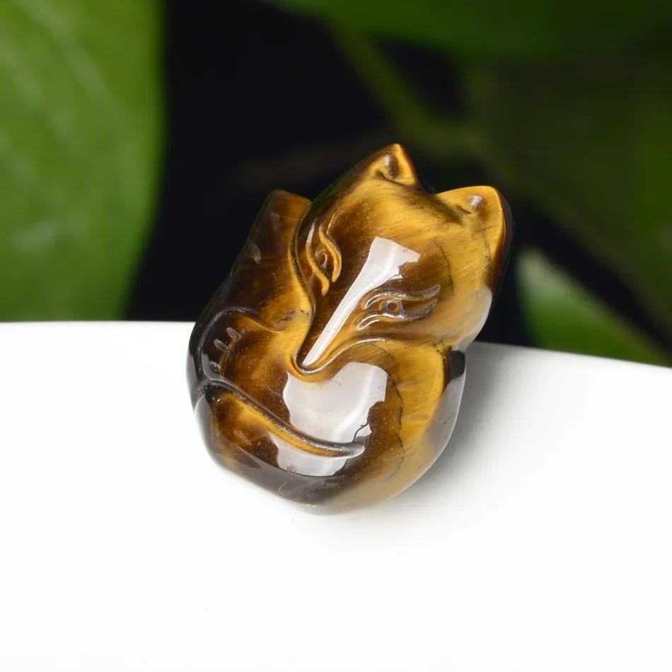 Natural Tigereye Stone Jade Fox Pendant Necklace Charm Jewellery Fashion Accessories Hand-Carved Man Woman Luck Amulet Gifts | Украшения и