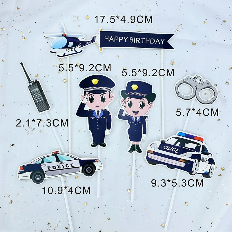 7 шт. С Днем Рождения вечерние торт Топпер выбирает украшения Hero полицейских ГАИ