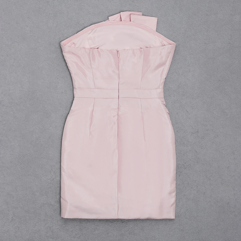 

Ailigou New Arrival Summer Women's Dresses in 2021 Fashion Strapless Dress Elegant Pink Pleated Sexy Mini Party Dress Bodysuit