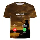 2022 забавная футболка для рыбалки с 3D принтом, мужская и женская модная повседневная футболка с коротким рукавом, забавная уличная одежда в стиле Харадзюку, футболка большого размера с круглым вырезом