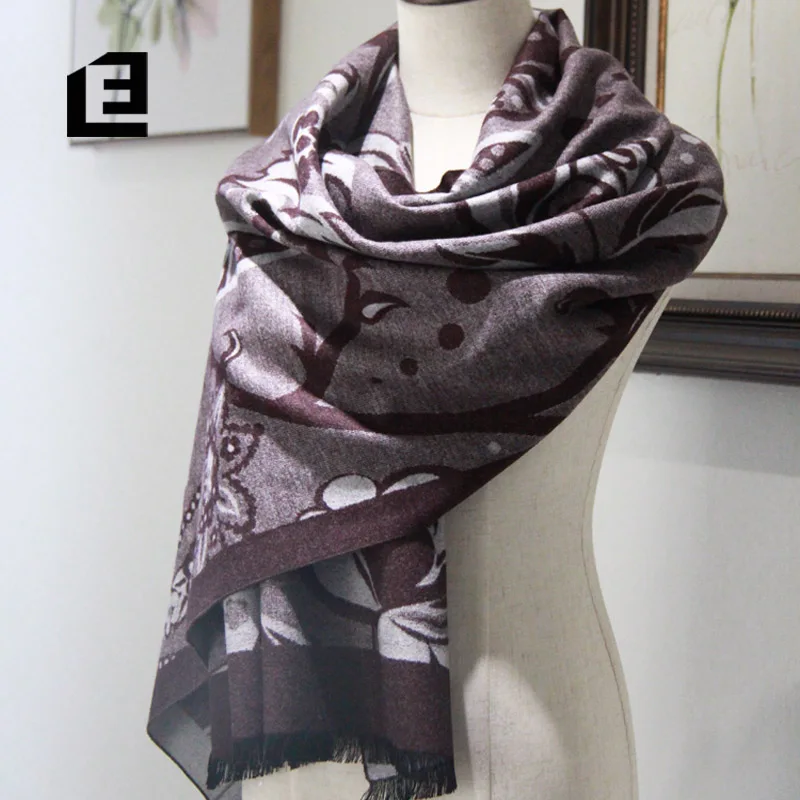 

E&E Luxury Poncho Shawl Bandana Scarf Women Pashmina Blanket Bufanda Mujer Luxe Floral Winter Cashmere Designer Wrap Echarpe Big