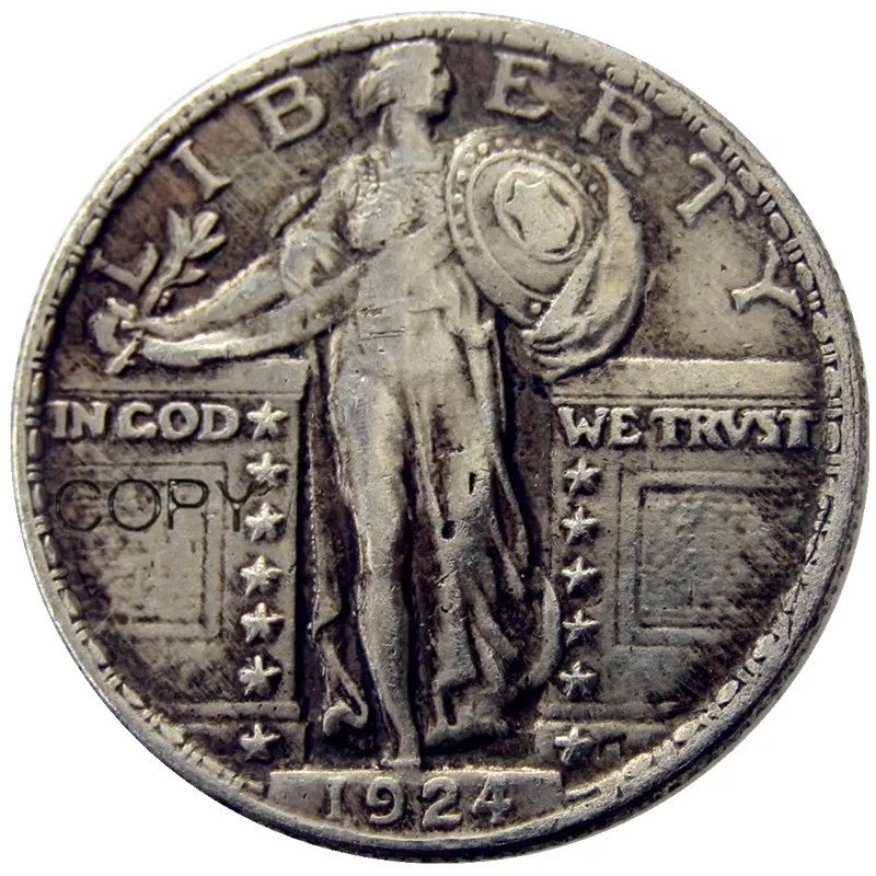 США набор(1917-1924)-P-S 9 шт. стоящая четверть свободы копия декоративная монета - Цвет: 1924