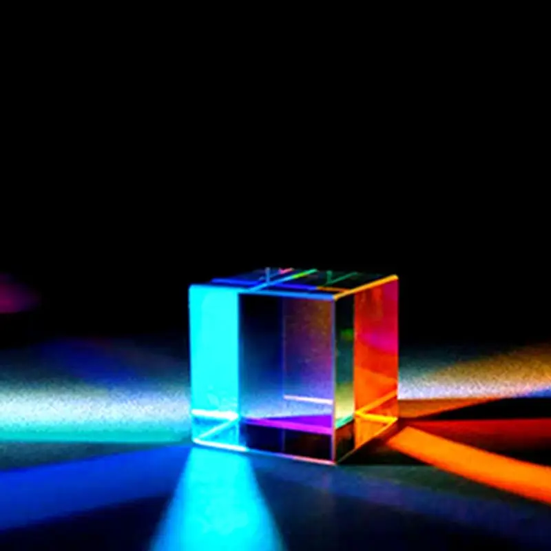 Color-collecting Prism Optical RGB glass prism 6-sided Light X Cube With Box Color Square Glass | Инструменты