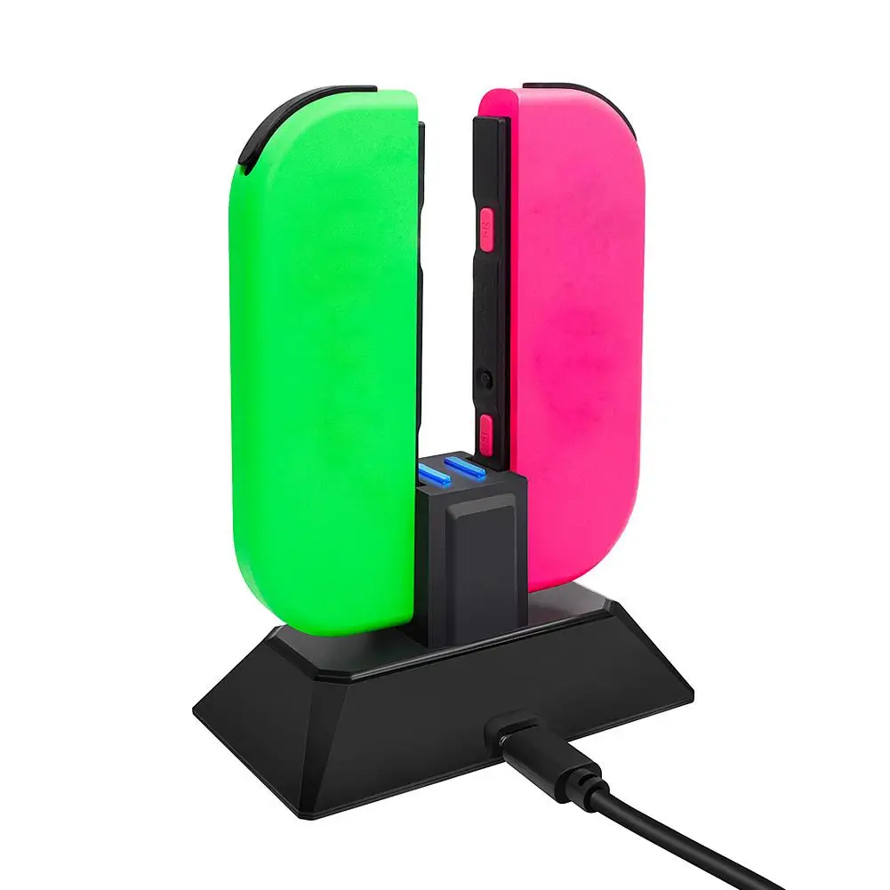 2 в 1 геймпад Зарядное устройство Док-станция для NS Switch Joy-Con& Pro геймпад контроллер зарядная подставка с типом C светодиодный зарядная док-станция