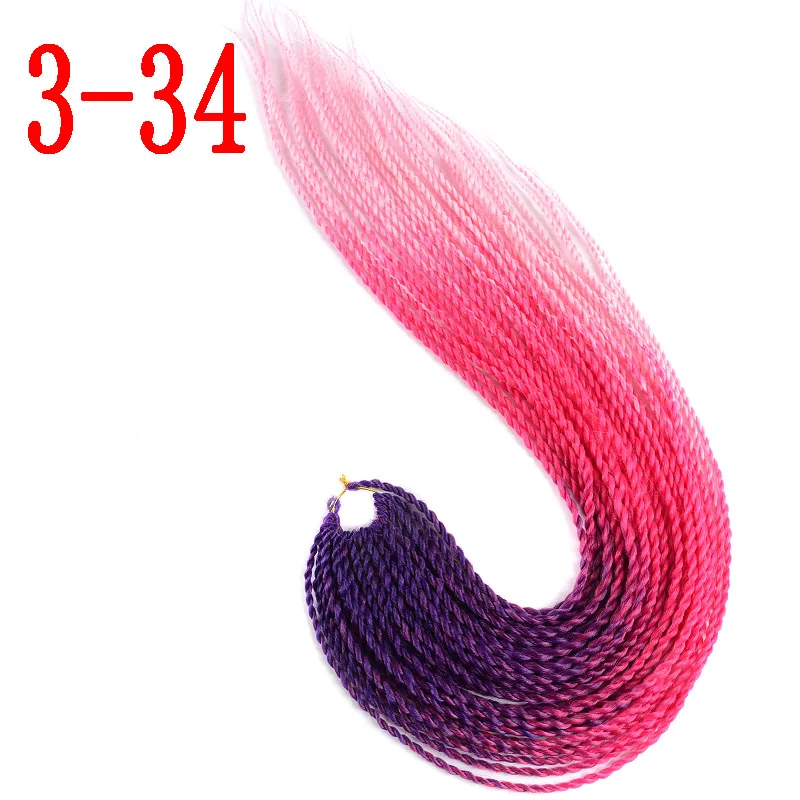 3-34 MERISIHAIR Ombre Сенегальские крученые волосы на крючках косички 24 дюйма 30 корней/упаковка синтетические косички волосы для женщин серый, синий, розовый, бро - Цвет: 3-34