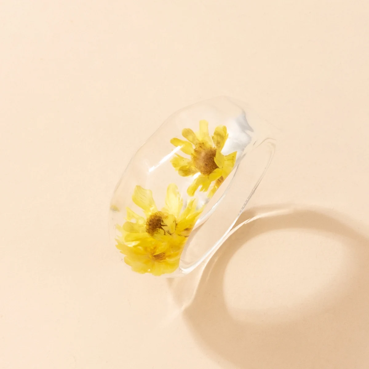 

docona Bohemia Irregular Geometric Acrylic Resin Ring For Women Fashion Transparent Water Ripple Rings Summer Party Jewelry