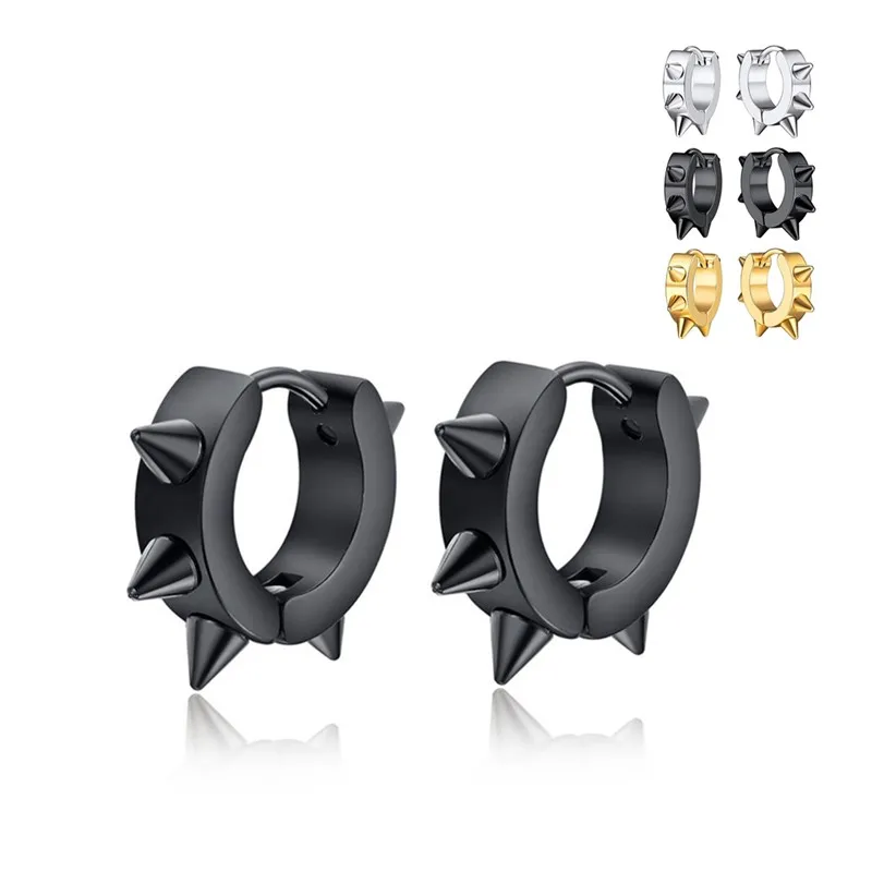 Маленькие серьги кольца Huggie из нержавеющей стали в стиле панк для мужчин и