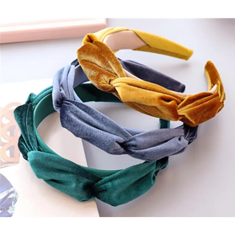 

New Velvet Headbands Crossed for Women High Quality Winter Cotton Hairbands Solid Women Hair Accessories Outdoor Hair Ornament