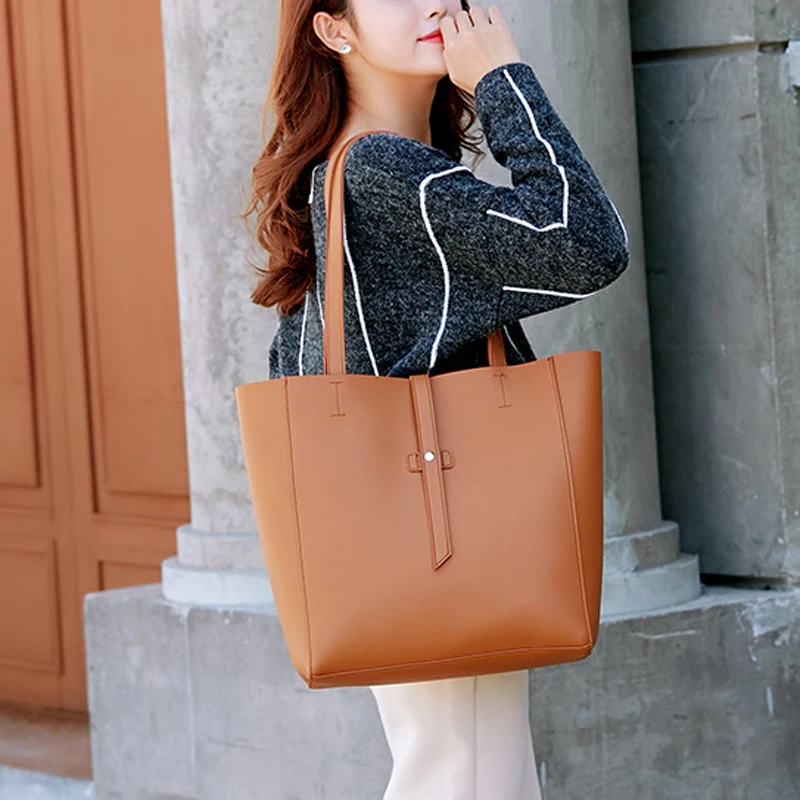 

2021 New Women's Handbag PU Leather Korean Casual Fashion One-Shoulder Female Bag Big Bag Handbags