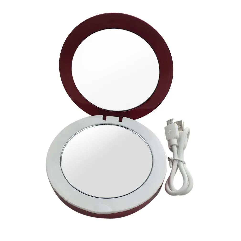 Двухстороннее зеркало для макияжа со светодиодной подсветкой USB-зарядка