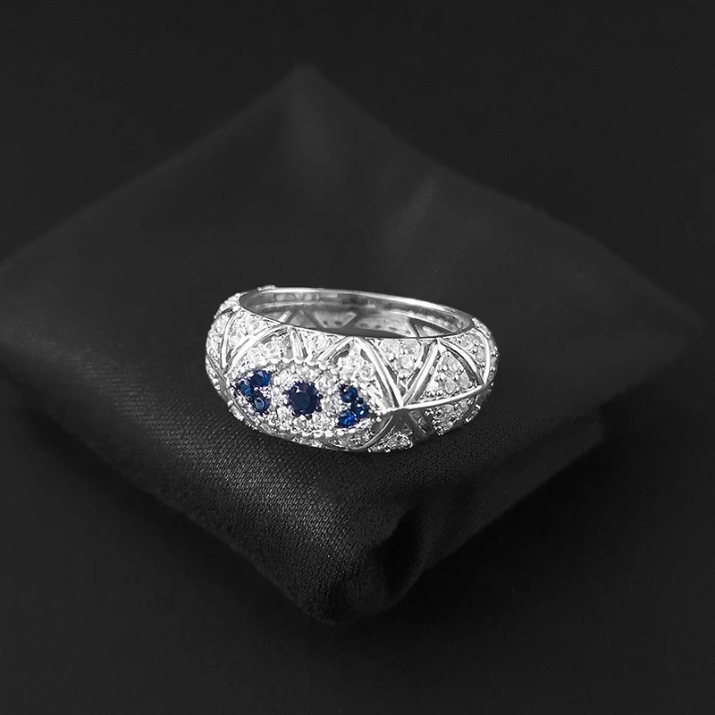 

S925 Sterling Silver Summer New Evil Eye Ring Female Fashion Classic Devil Eye Striped Ring Simple Retro Style Banquet Jewelry
