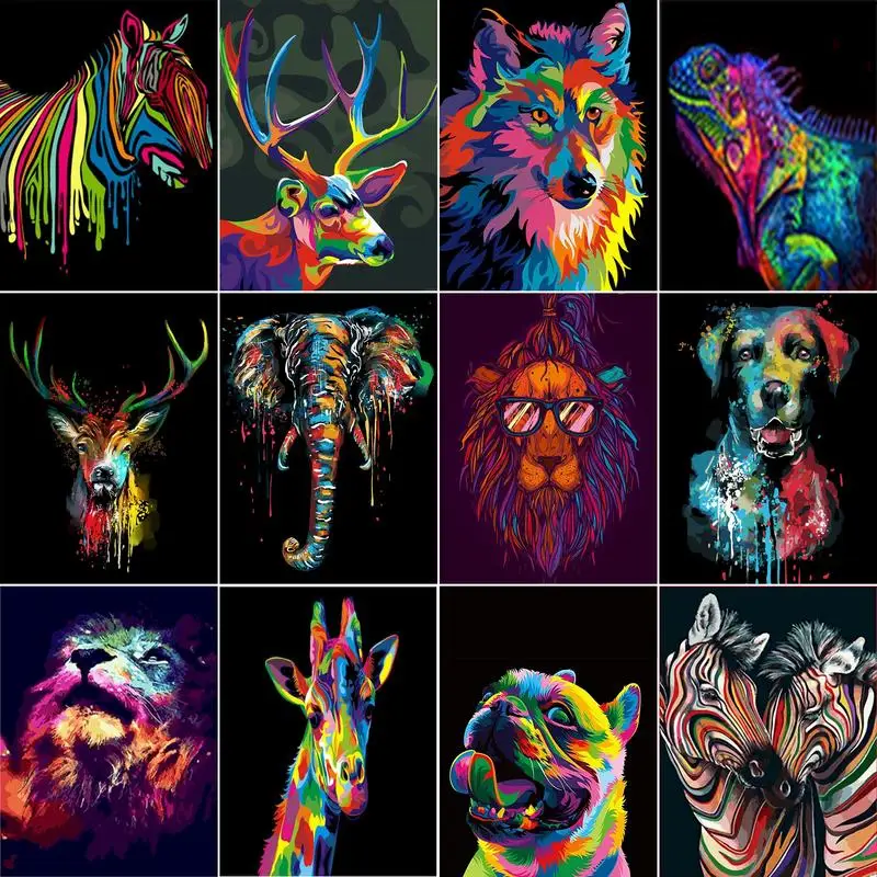 

GATYZTORY Painting By Number Animals Pictures Oil Painting By Numbers Set Home Decor Coloring By Numbers Drawing Canvas Wall Art