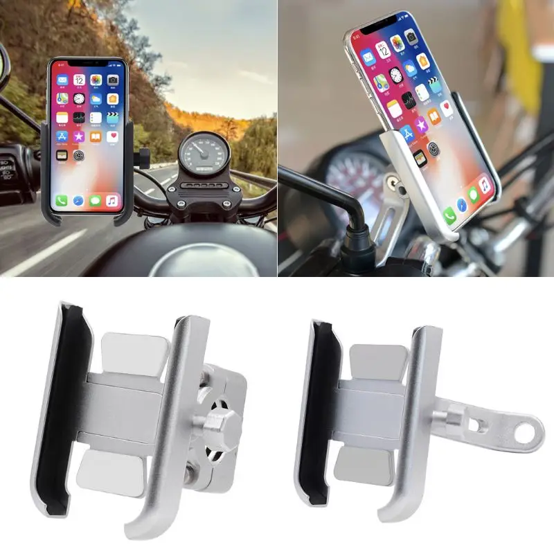 

360 Degree Universal Metal Bike Motorcycle Motorbike Mirror Handlebar Smart Phone Holder Stand Mount For iPhone Xiaomi Samsung 4