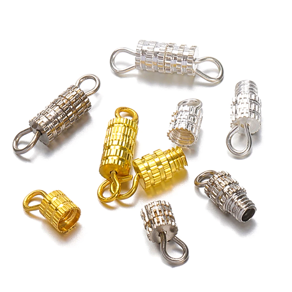 

20pcs 4x14mm Cylinder Fastener Buckle Beading Bracelet Necklace End Close Screw Clasps Connector for DIY Jewelry Making Supplies
