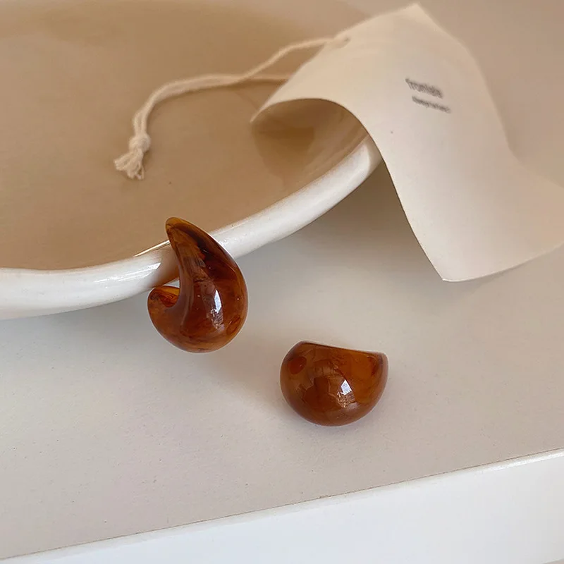 

Retro Natural Color Waterdrop Resin Earrings for Women Mujer Irregular Geometric Open Statement Dangle Earrings Pendientes 2020