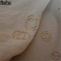 moveski real 925 sterling silver plating 14k gold classic hoop earrings luxury fashion jewelry for women wedding gift