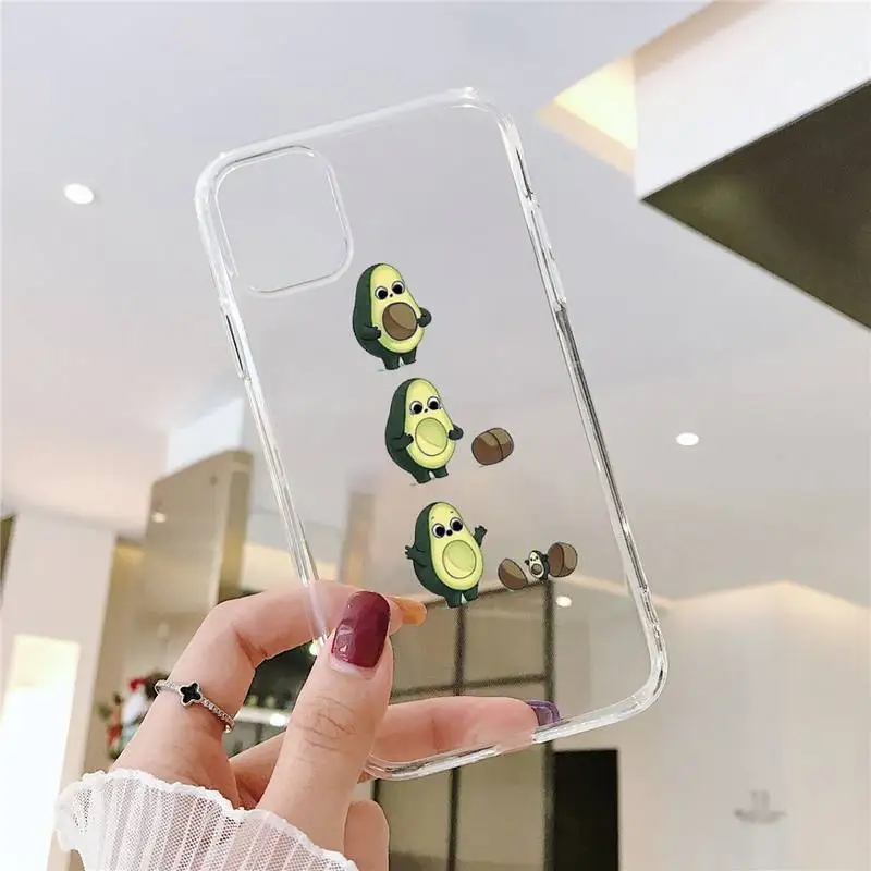

cute cartoon Avocado Phone Case Transparent for iPhone 6 7 8 11 12 s mini pro X XS XR MAX Plus SE cover funda