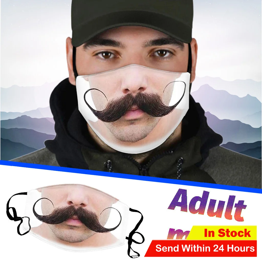 3D креативная маска унисекс с забавным принтом для улицы взрослых дышащая