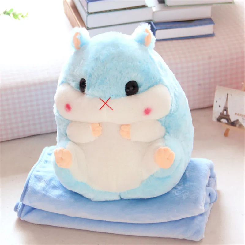 

50*30cm Cute Hamster Pillow Blanket Home Decoration Bedding Coral Velvet Office Cushion Birthday Gift Cute Filled Pillow Blanket