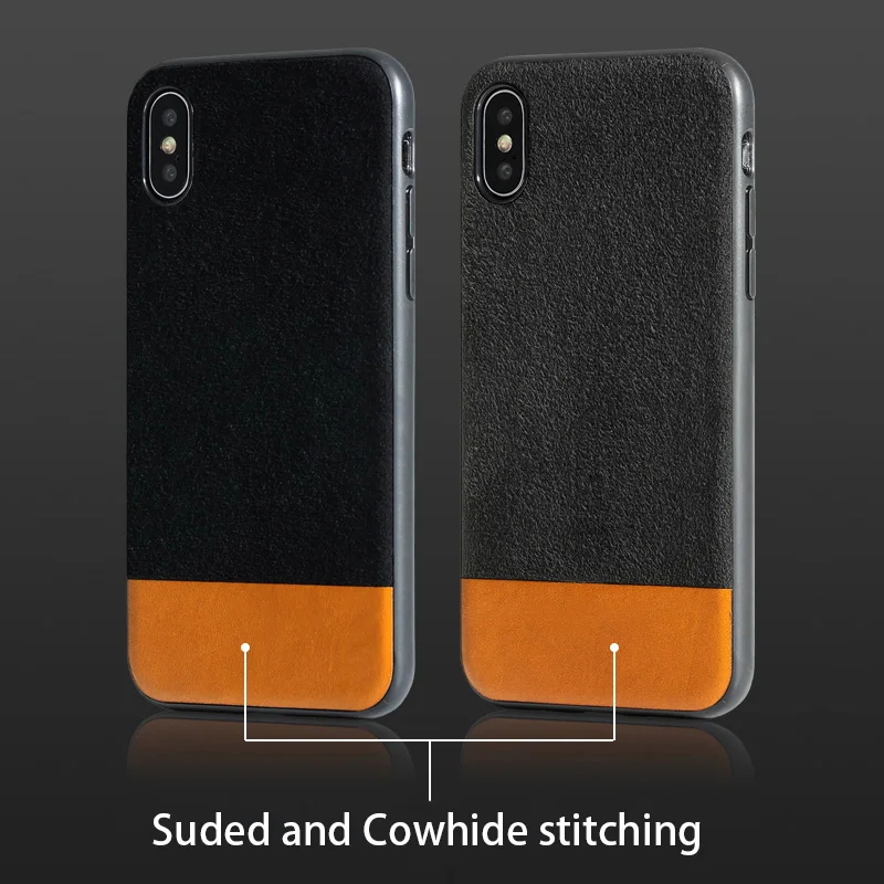 

Phone Cases For iPhone 6 6S 7 8 Plus 11 Pro X Xs Max Case Oil wax leather Stitching Suede Back Cover For iPhone 6sp 7p 8p case