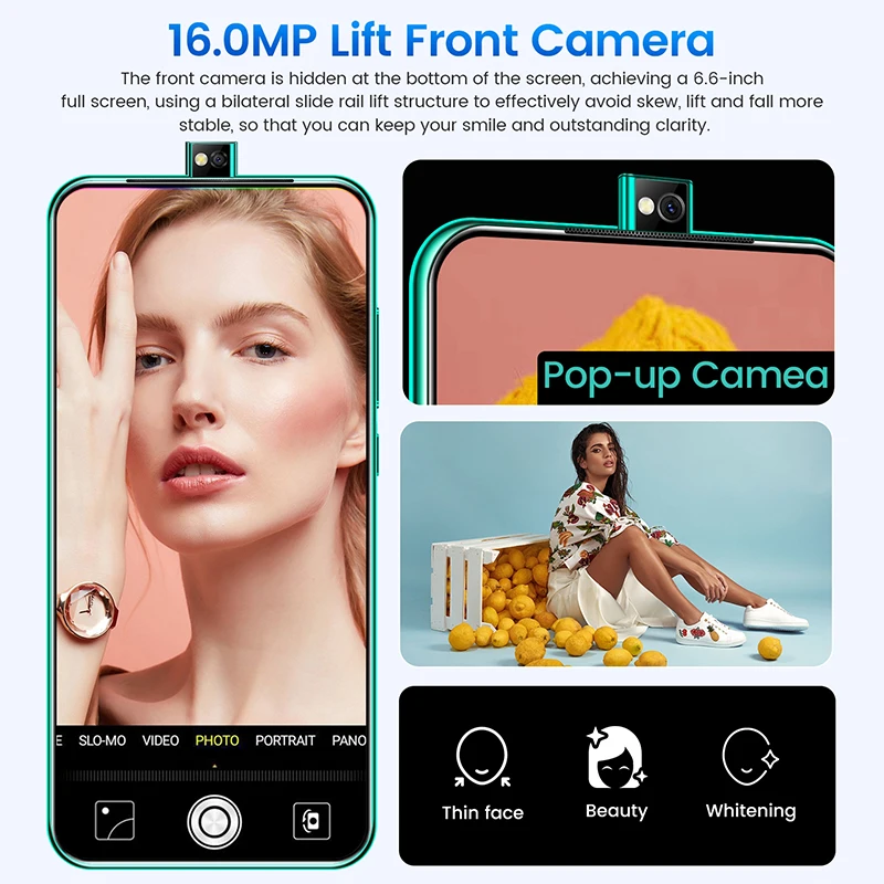 

New X30 pro Lift Front Camera Smartphone 6.6 Inch Full Screen Android Phone 10 Core 5000mAh Face ID Cell Phone Snapdragon 865