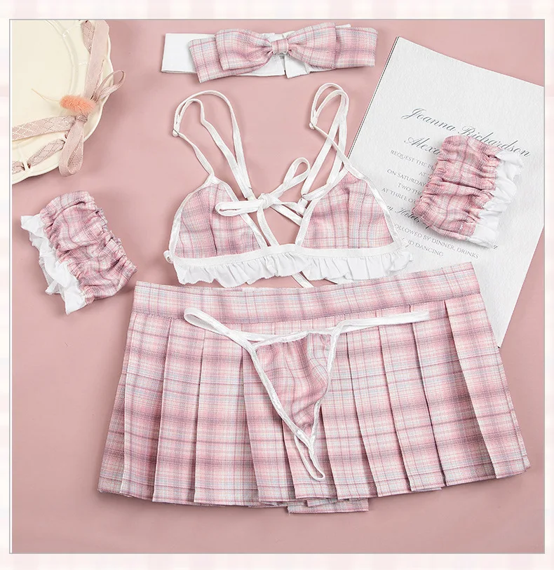 

Women Mini Sexy Schoolgirl Lingerie Kawaii Erotic Cosplay Slutty Skirt Anime Lolita Role Play Costume For Girls Student Uniform