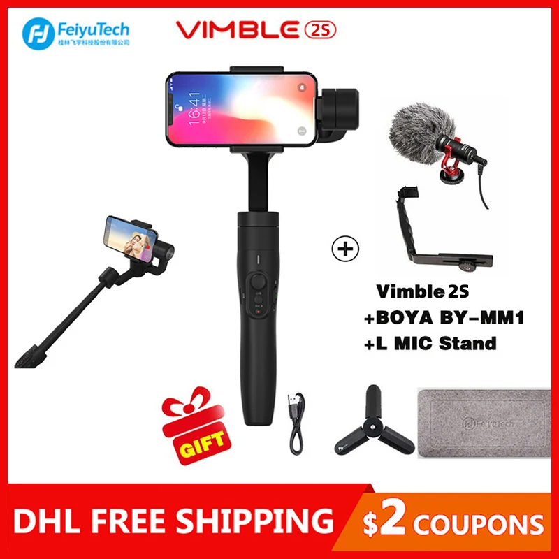 3 осевой Ручной Стабилизатор FeiyuTech FY Vimble 2s для I Phone HUAWEI Mi 5 ручка Gopro5/4/3 удлиненный