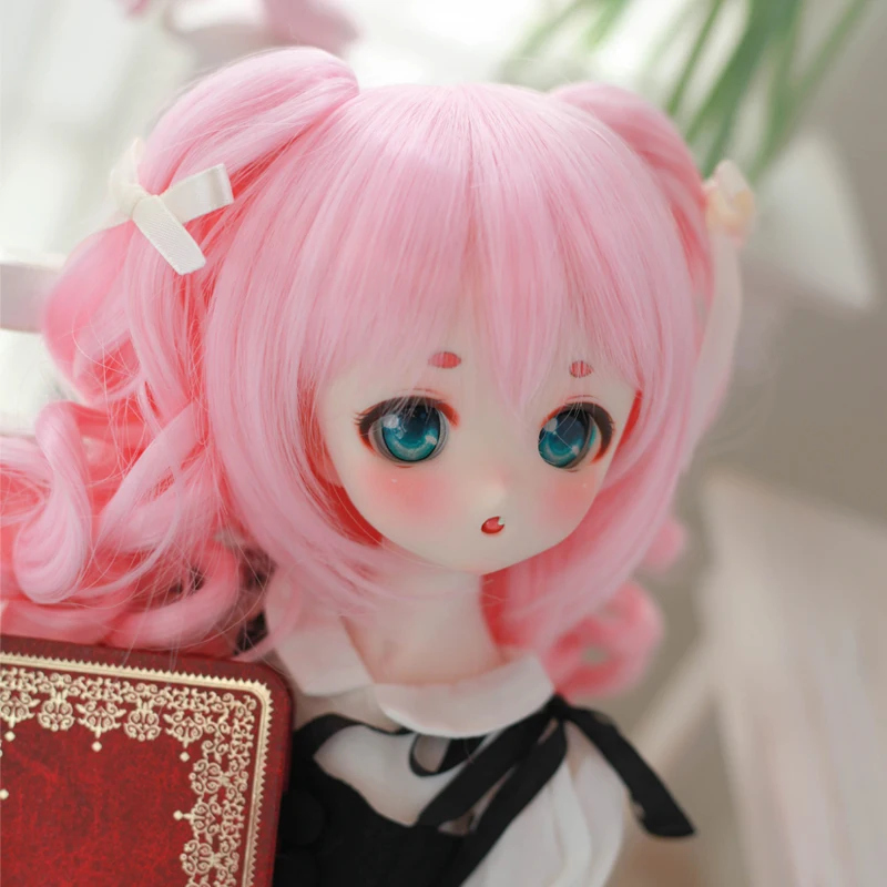 

Dolls Wig for 1/3 22-23 Cm Head Circumference BJD SD MDD Dolls Cute Pink Green Double tail Curls Doll Wigs Hair Doll Accessories