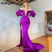 Sodigne simples roxo cetim vestidos de noite com decote em v pedras longos vestidos de baile senhora formal ocasião especial vestido feito sob encomenda (4)
