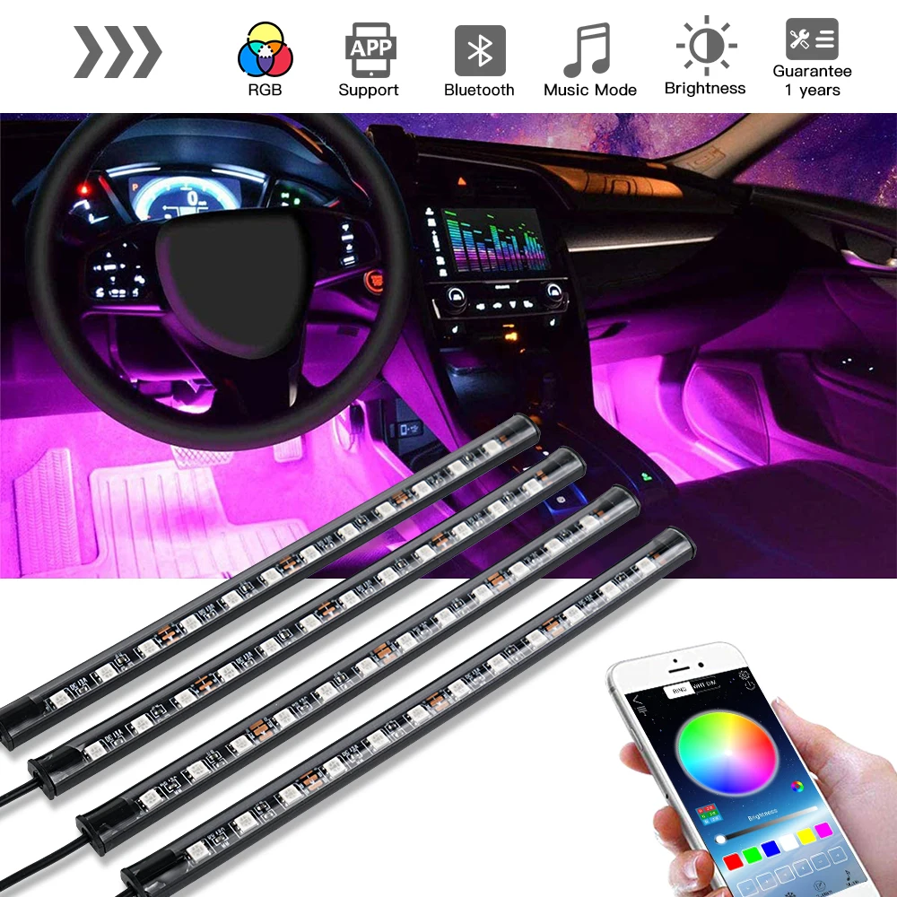 hid lights for car Ambient Interior LED Strip Light Car Decorative Atmosphere Lights With USB Cigarette Neon LED Strip Auto mini cooper headlights