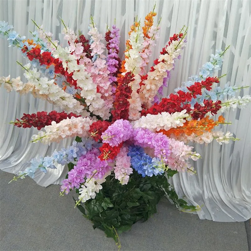 

7Pcs Fake Long Stem Delphinium 45.26" Length Simulation Consolida Ajacis for Wedding Home Decorative Artificial Flowers
