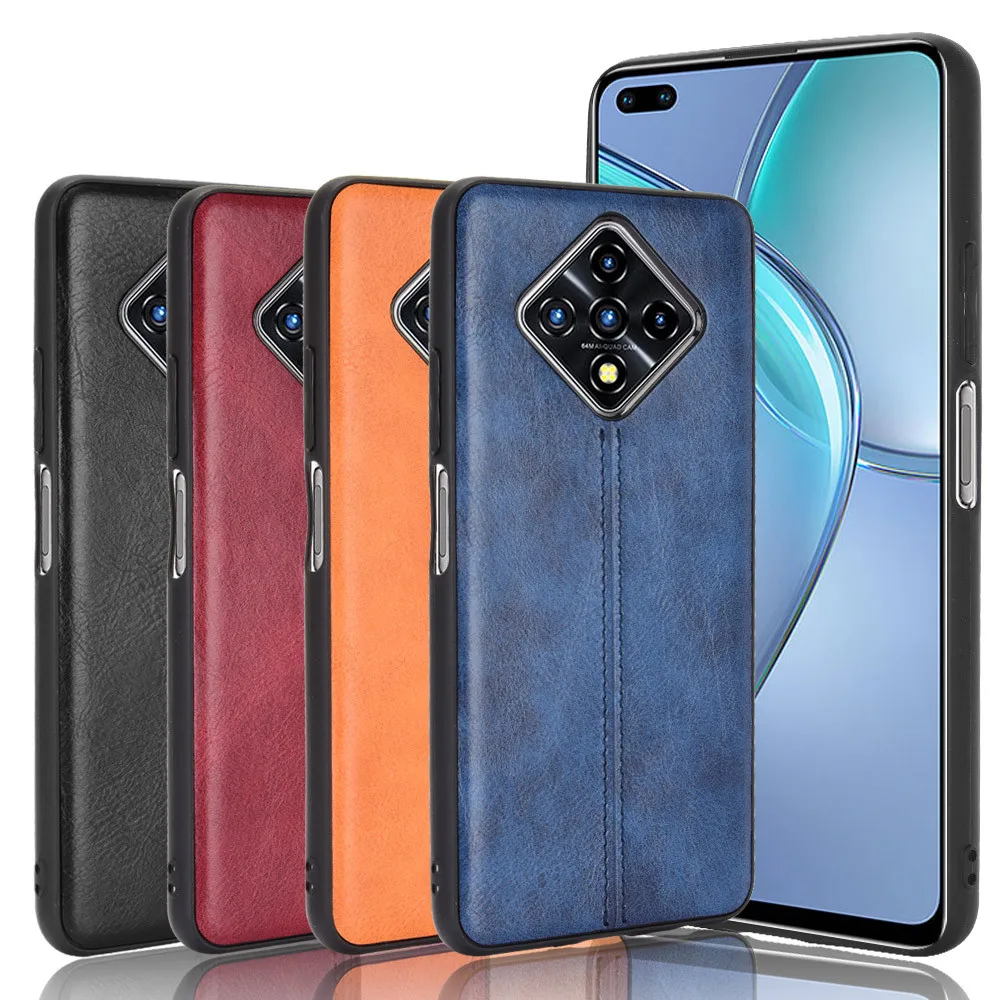 

For Infinix Zero 8 Case 6.85 inch Luxury Calfskin PU Leather lines Back Cover Case For Infinix Zero8 x687 Protective Phone Case